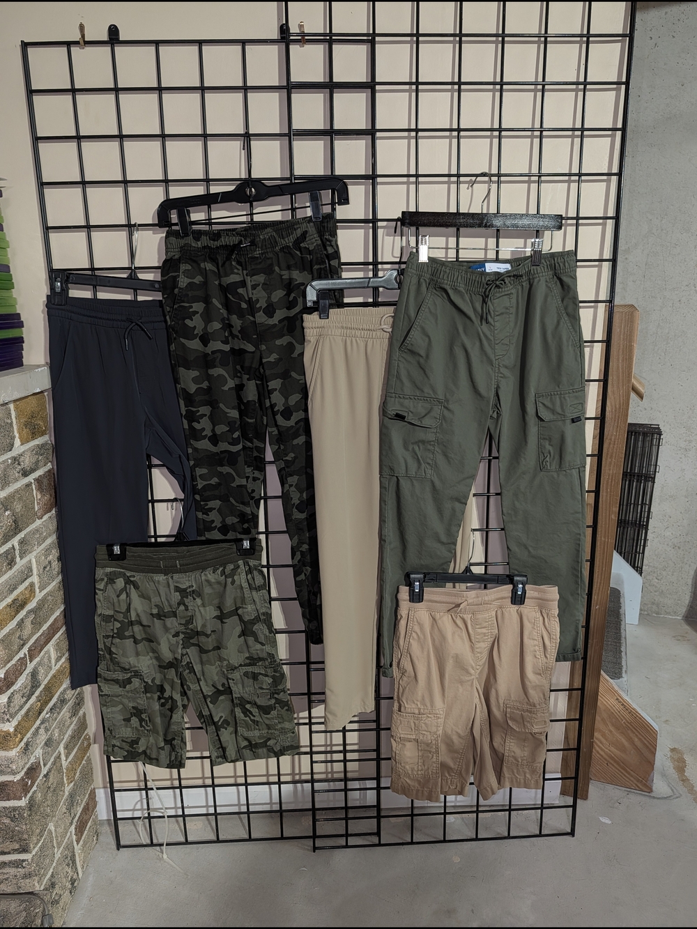 Mixed Boys Cargo Pants & Shorts Bundle — Green, Khaki, Camo Size 10-12